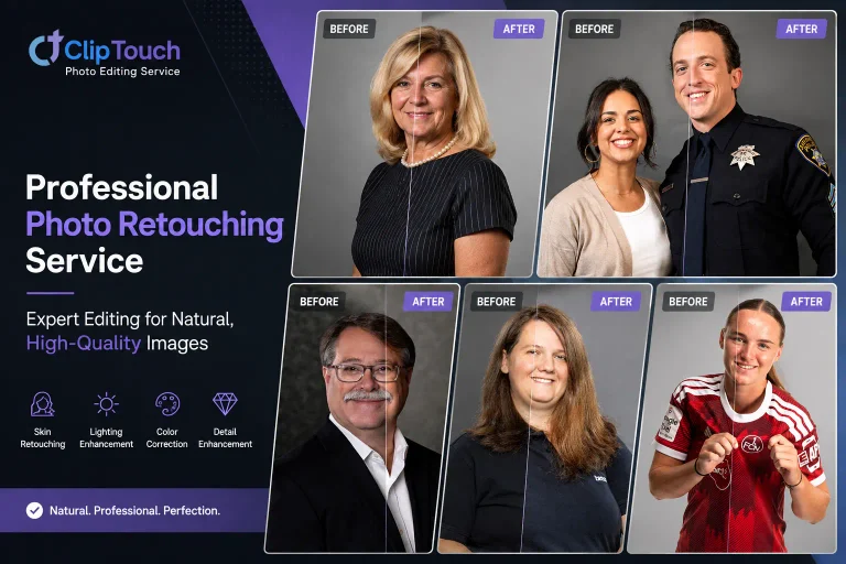 Professional photo retouching service before and after